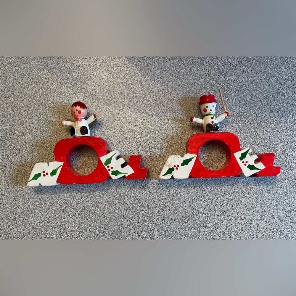 HP 🔥2 Vera Noel Snowman & Angel Wood Napkin Holders
